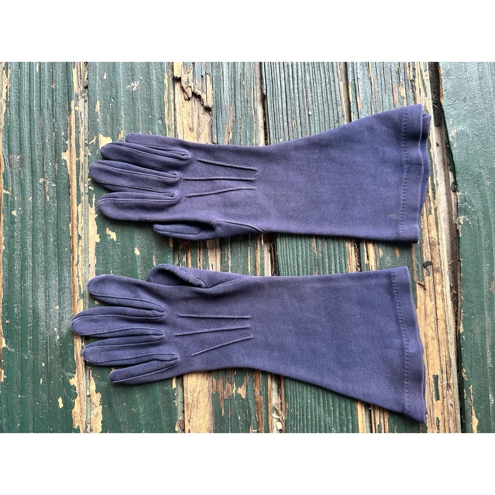 HANSEN ANALON, Navy Blue  NYLON 14" LONG LADIES GLOVES Size 7